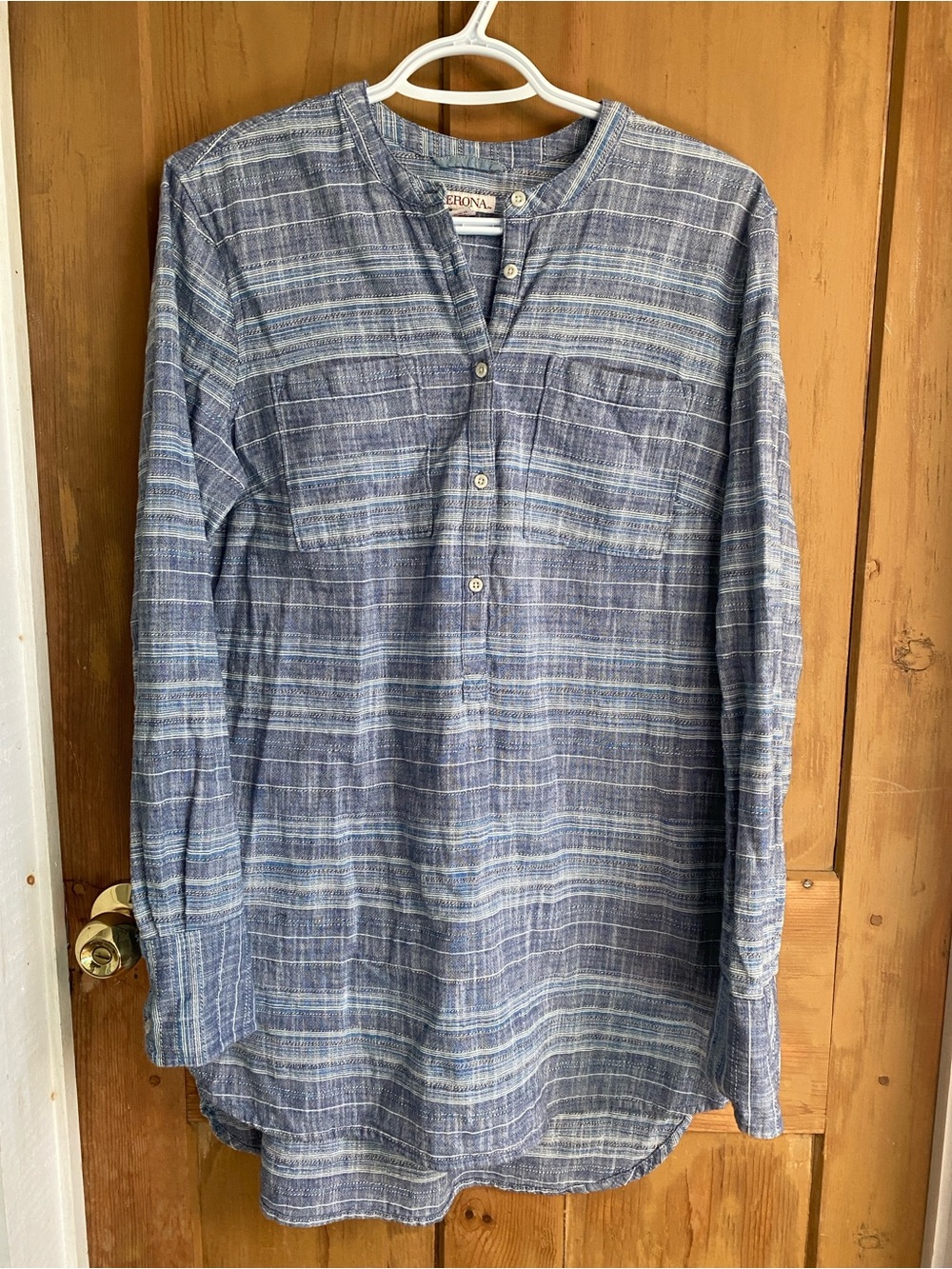Merona Blue 100% Cotton Button-Up Shirt